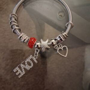 Silver and Red Charm Bracelet